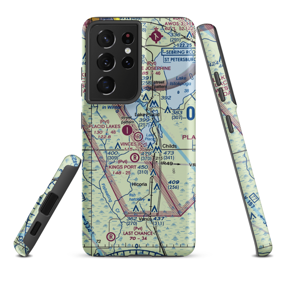 Vince's Condominium Association Airport (FA60) VFR Sectional Samsung Phone Case Samsung Galaxy S21 Plus model shown