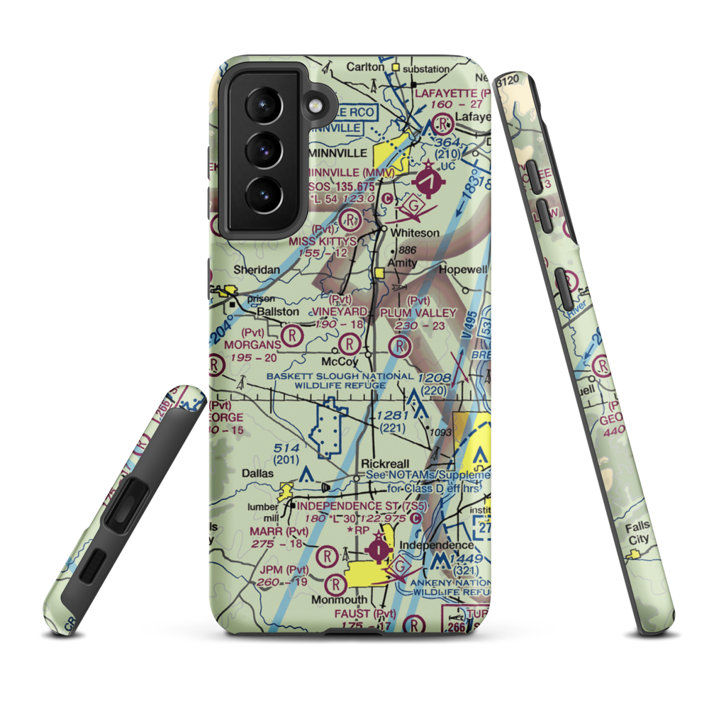 Vineyard Airport (OR95) VFR Sectional Samsung Phone Case Samsung Galaxy S21 Plus model shown