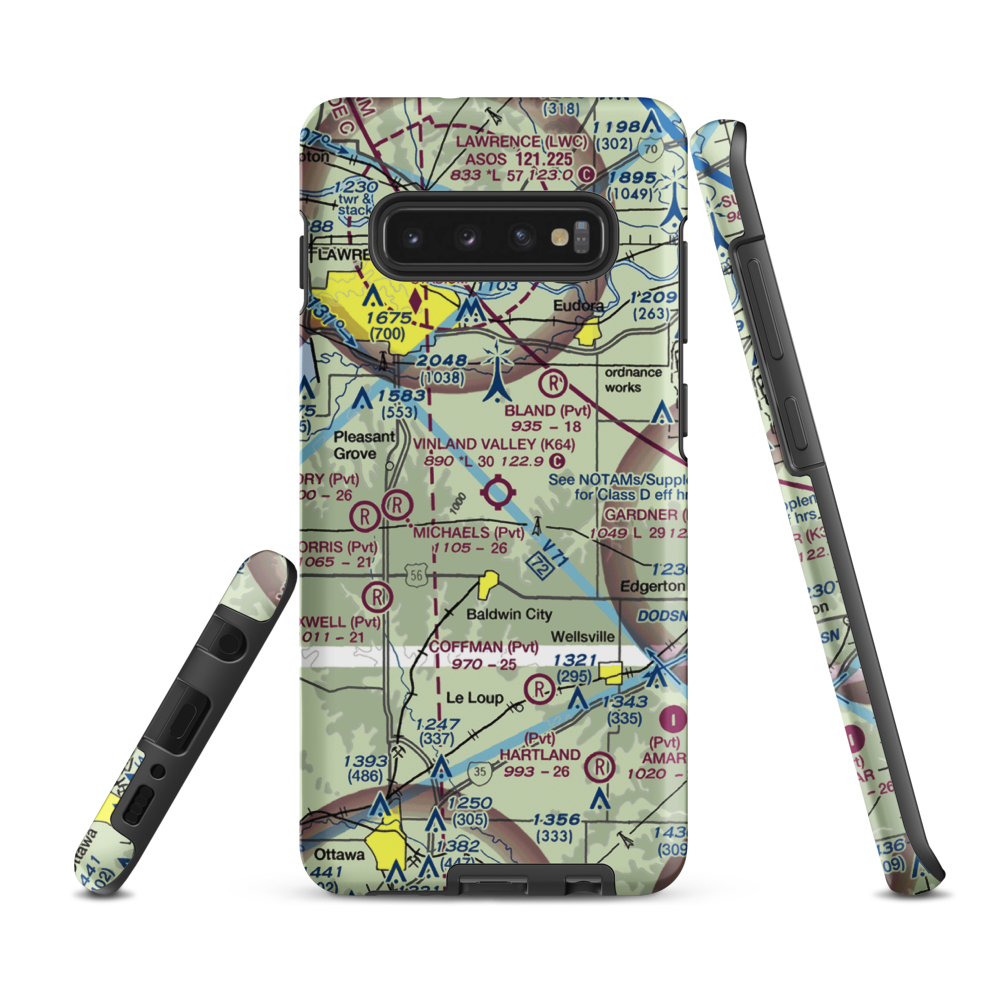 Vinland Valley Aerodrome (K64) VFR Sectional Samsung Phone Case Samsung Galaxy S10 Plus model shown