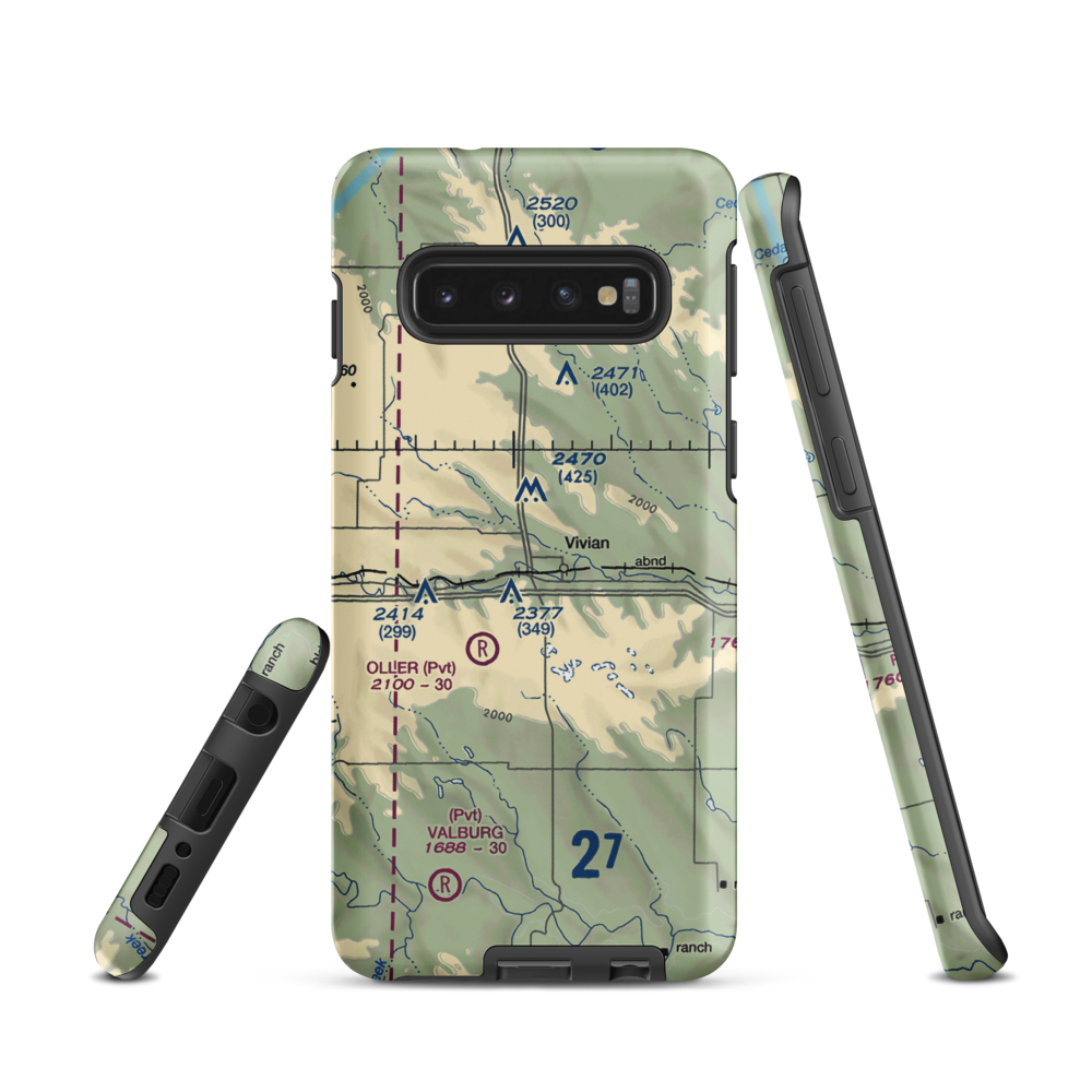 Vivian Airport (SD81) VFR Sectional Samsung Phone Case Samsung Galaxy S10 model shown