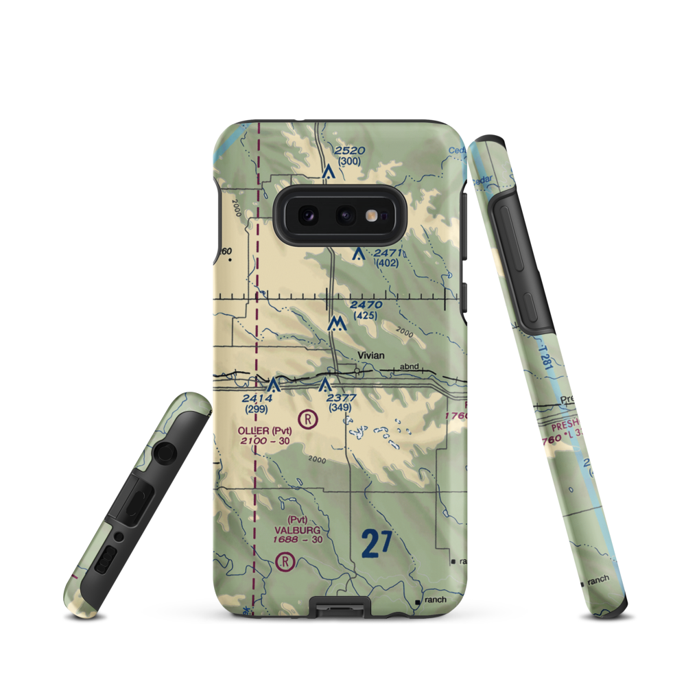Vivian Airport (SD81) VFR Sectional Samsung Phone Case Samsung Galaxy S10e model shown