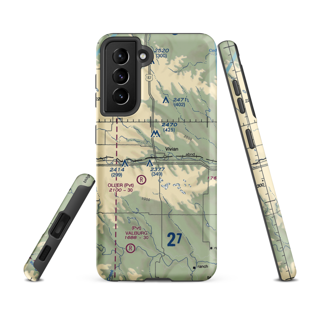 Vivian Airport (SD81) VFR Sectional Samsung Phone Case Samsung Galaxy S21 Ultra model shown