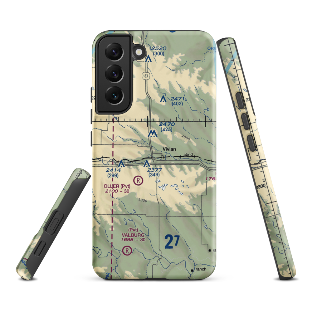 Vivian Airport (SD81) VFR Sectional Samsung Phone Case Samsung Galaxy S22 Plus model shown