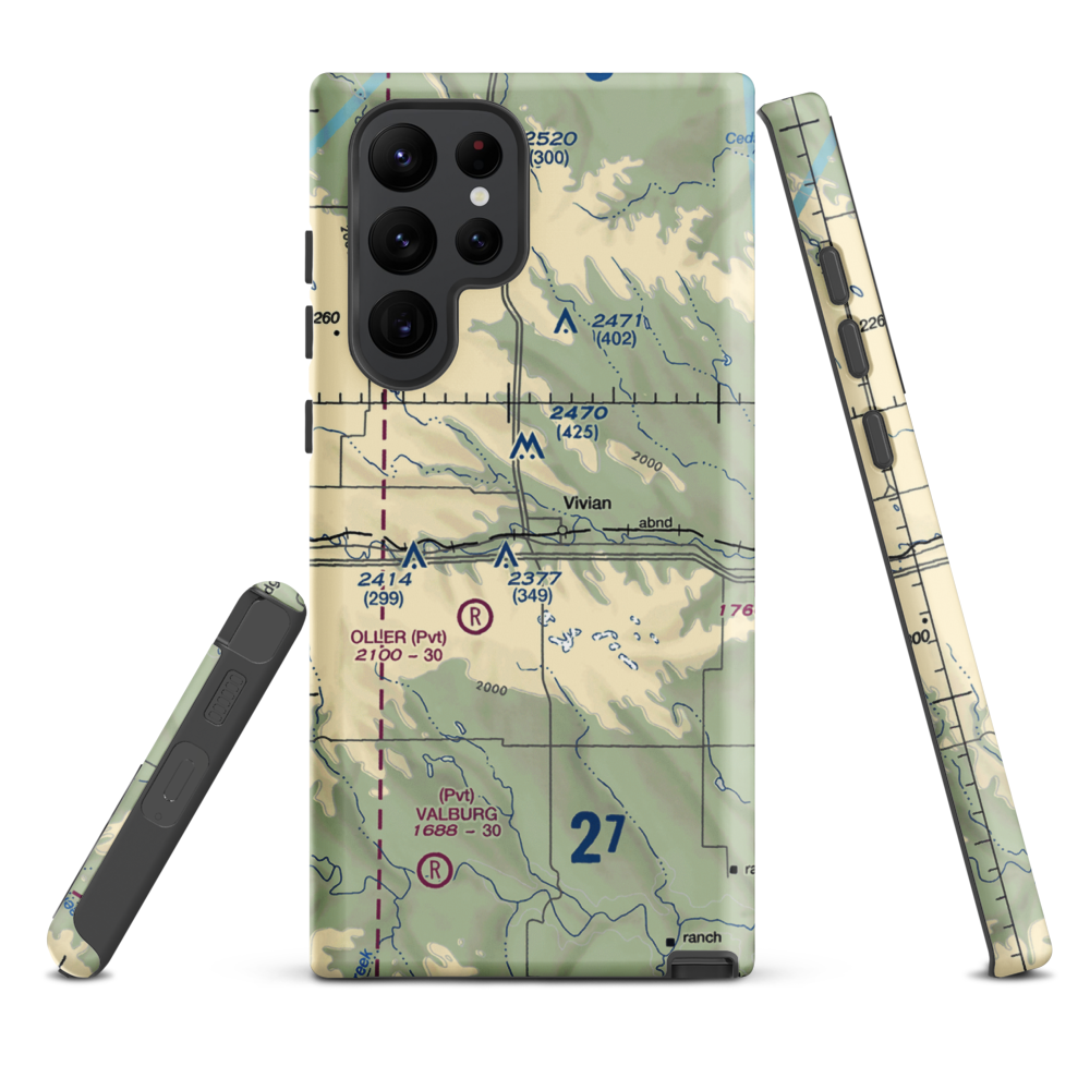 Vivian Airport (SD81) VFR Sectional Samsung Phone Case Samsung Galaxy S22 Ultra model shown