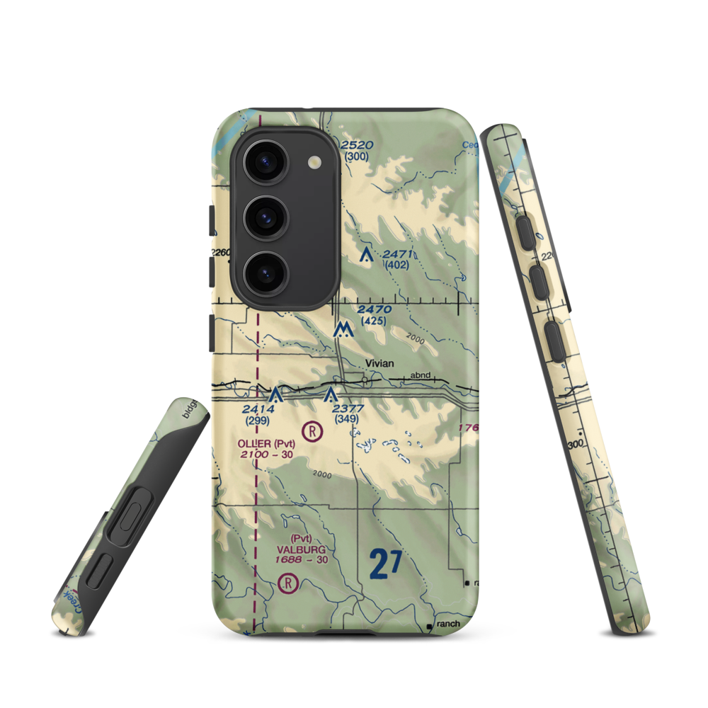 Vivian Airport (SD81) VFR Sectional Samsung Phone Case Samsung Galaxy S23 model shown