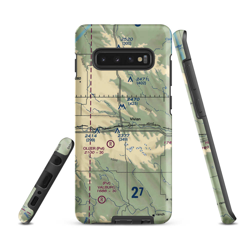 Vivian Airport (SD81) VFR Sectional Samsung Phone Case Samsung Galaxy S10 Plus model shown