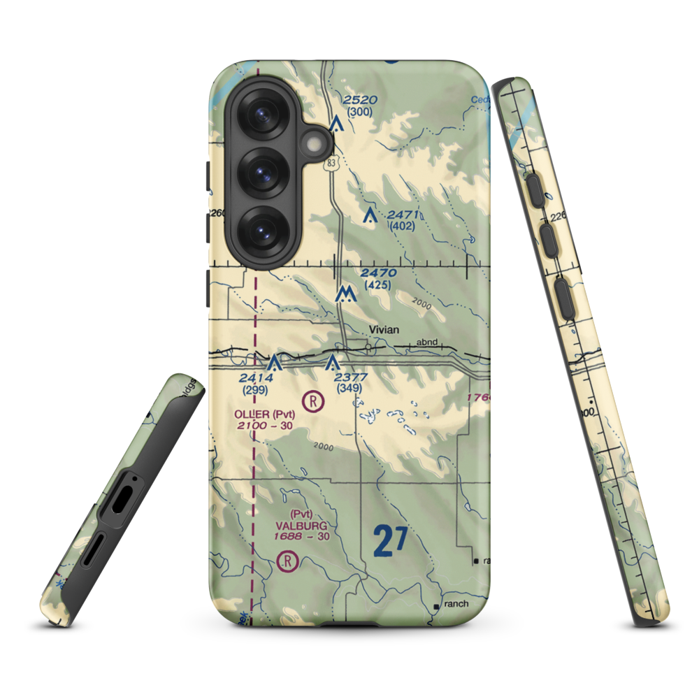 Vivian Airport (SD81) VFR Sectional Samsung Phone Case Samsung Galaxy S25 Plus model shown