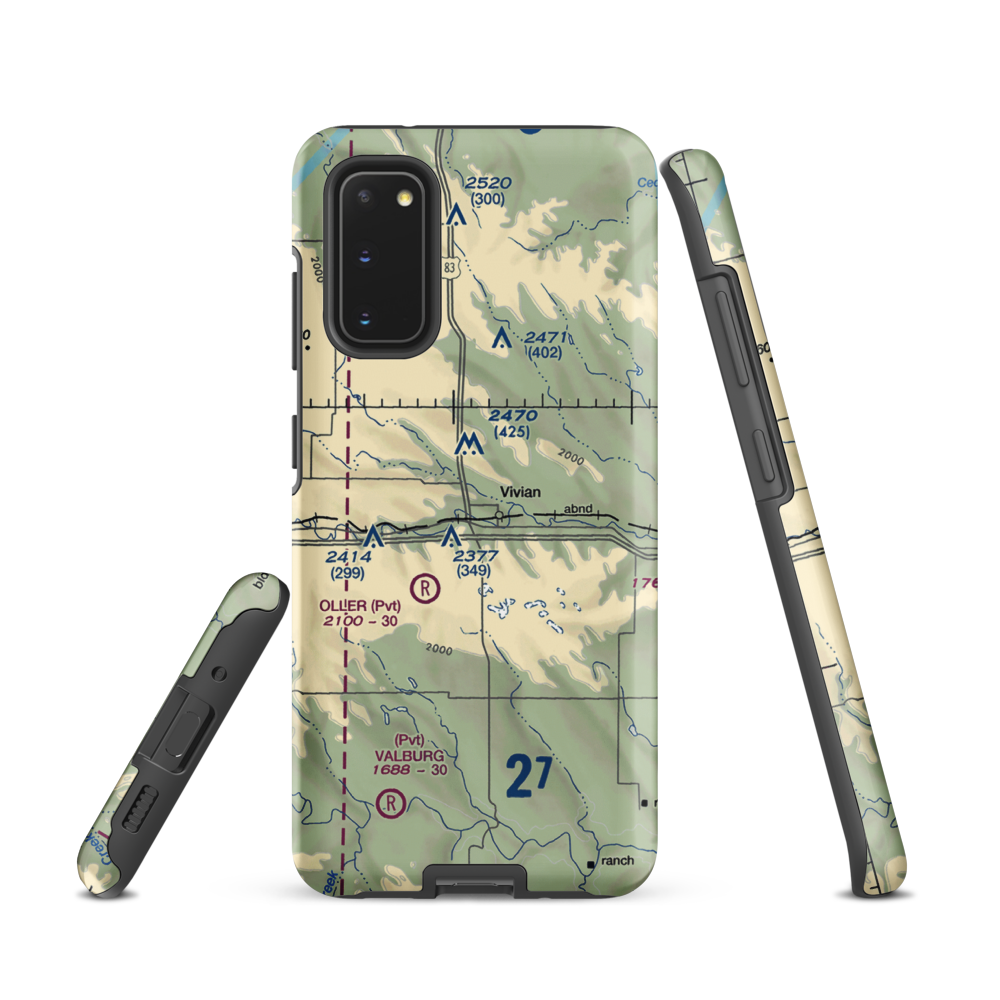 Vivian Airport (SD81) VFR Sectional Samsung Phone Case Samsung Galaxy S20 model shown