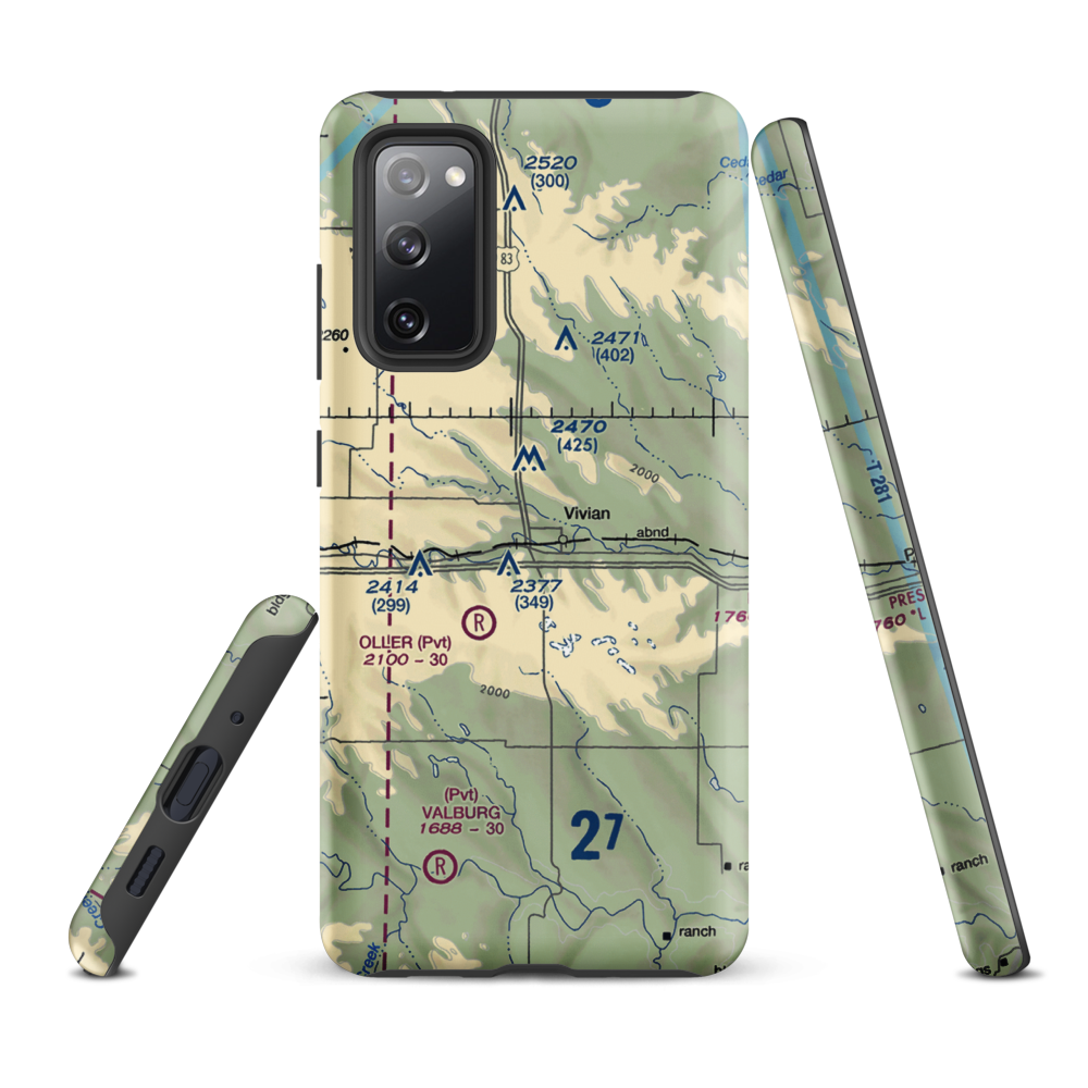 Vivian Airport (SD81) VFR Sectional Samsung Phone Case Samsung Galaxy S20 FE model shown