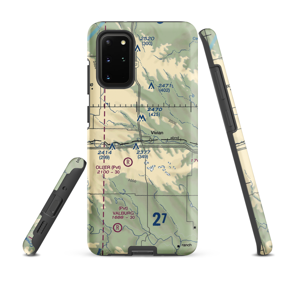 Vivian Airport (SD81) VFR Sectional Samsung Phone Case Samsung Galaxy S20 Plus model shown