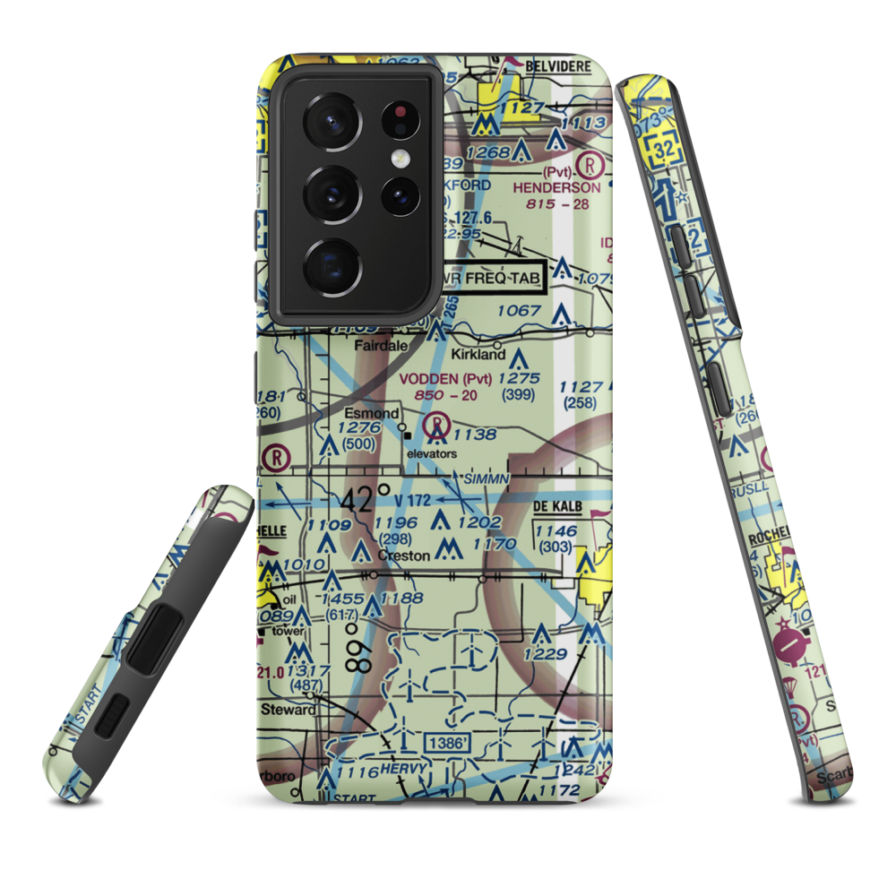 Vodden Airport (IS15) VFR Sectional Samsung Phone Case Samsung Galaxy S21 Plus model shown