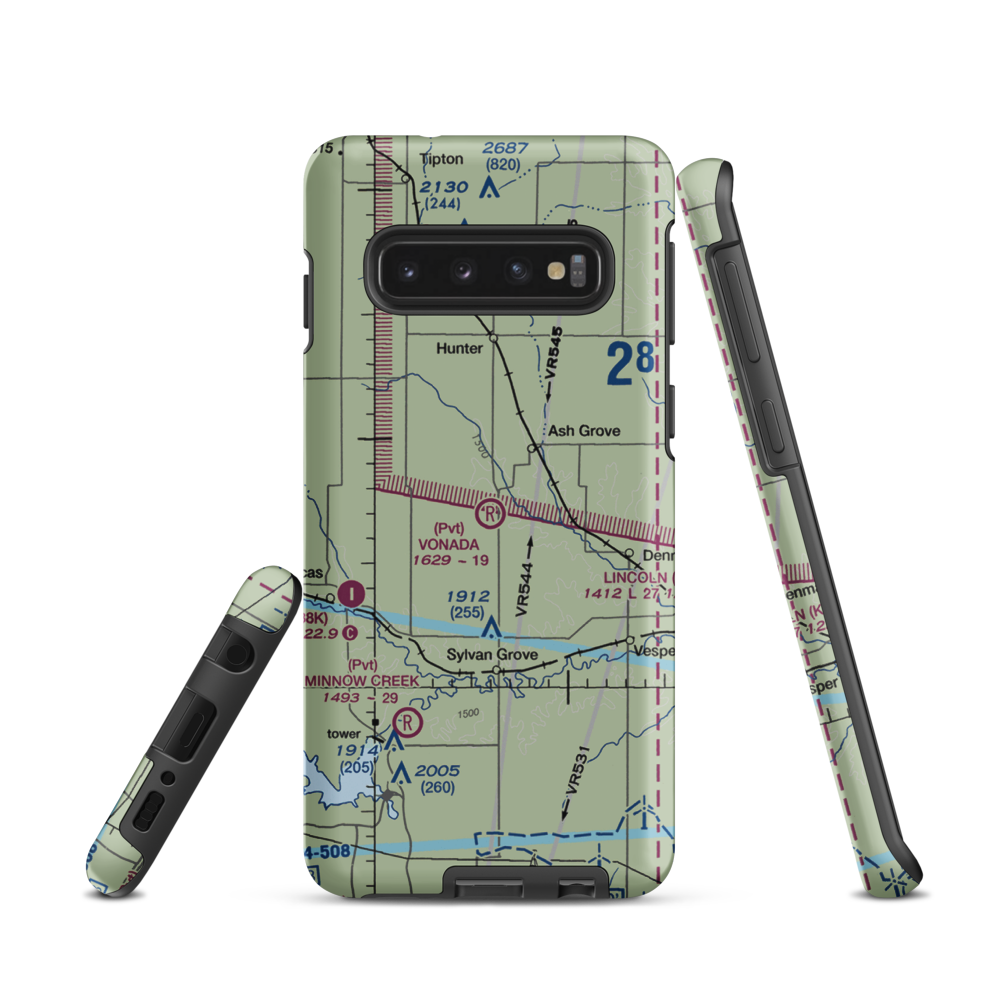 Vonada Airport (2KS8) VFR Sectional Samsung Phone Case Samsung Galaxy S10 model shown