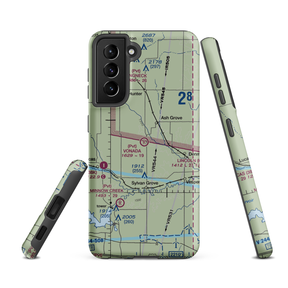Vonada Airport (2KS8) VFR Sectional Samsung Phone Case Samsung Galaxy S21 Ultra model shown