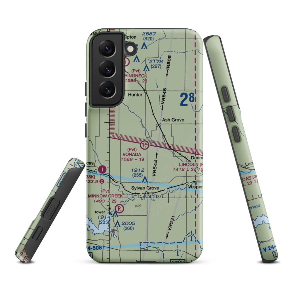 Vonada Airport (2KS8) VFR Sectional Samsung Phone Case Samsung Galaxy S22 Plus model shown