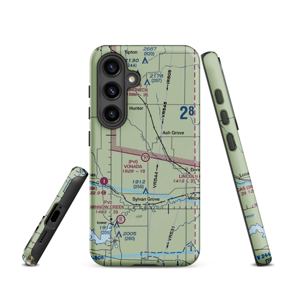 Vonada Airport (2KS8) VFR Sectional Samsung Phone Case Samsung Galaxy S24 model shown