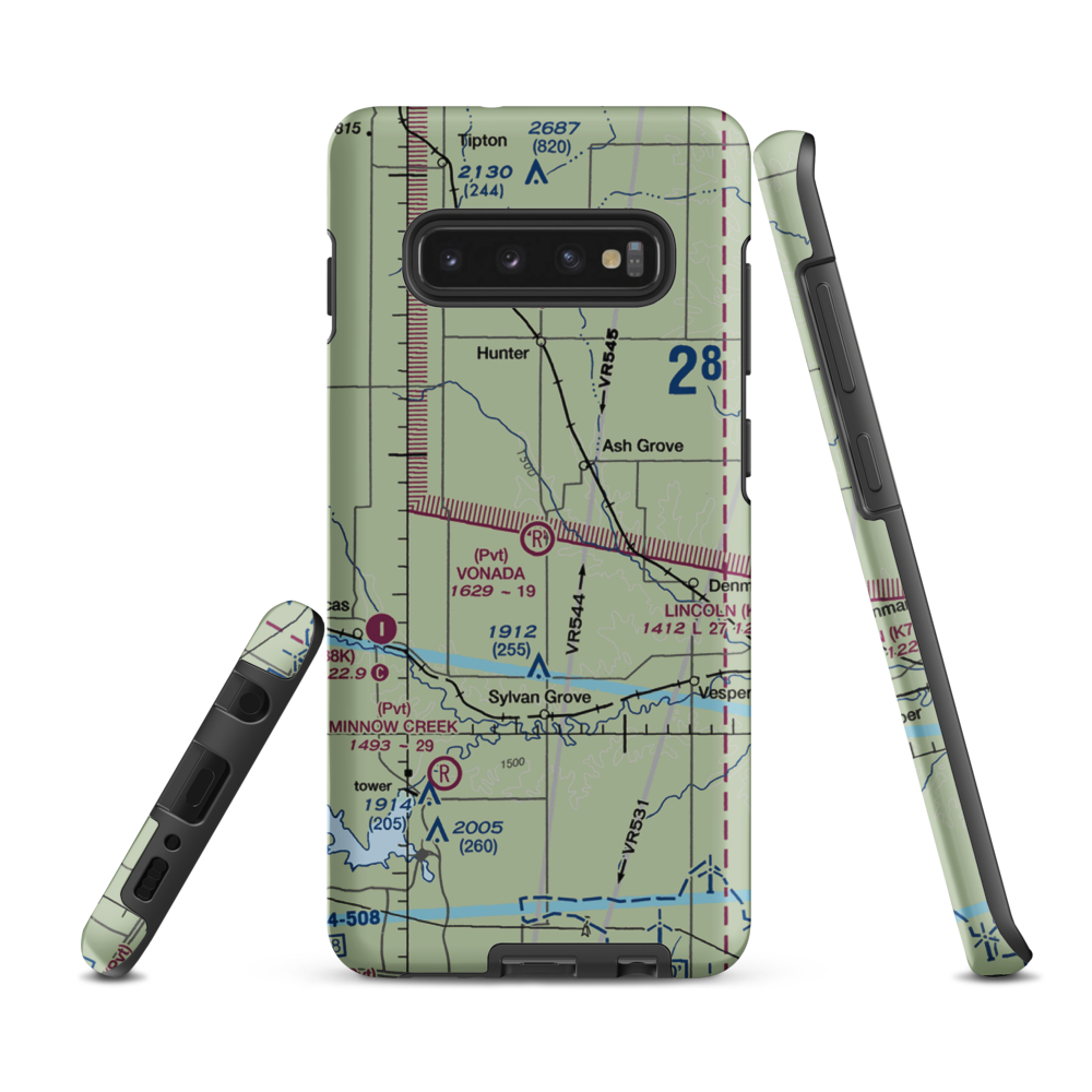 Vonada Airport (2KS8) VFR Sectional Samsung Phone Case Samsung Galaxy S10 Plus model shown