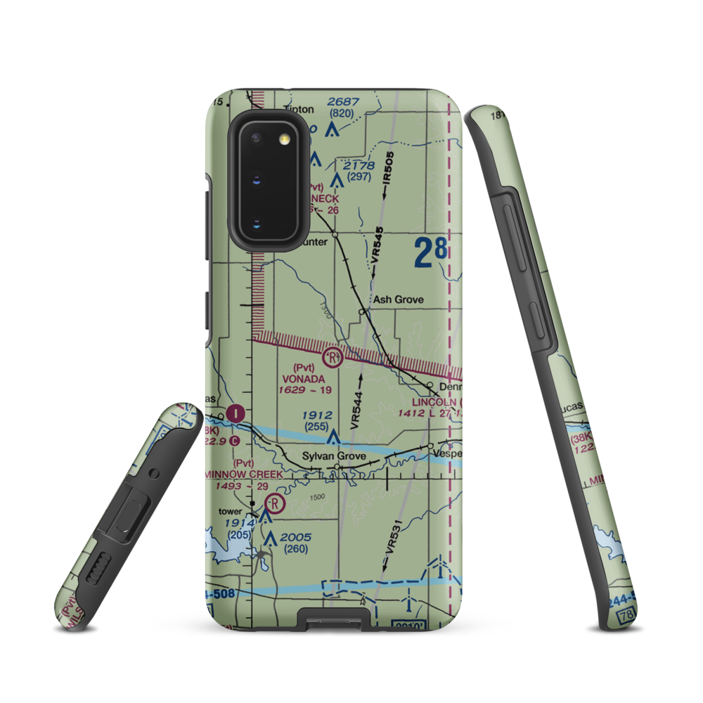 Vonada Airport (2KS8) VFR Sectional Samsung Phone Case Samsung Galaxy S20 model shown