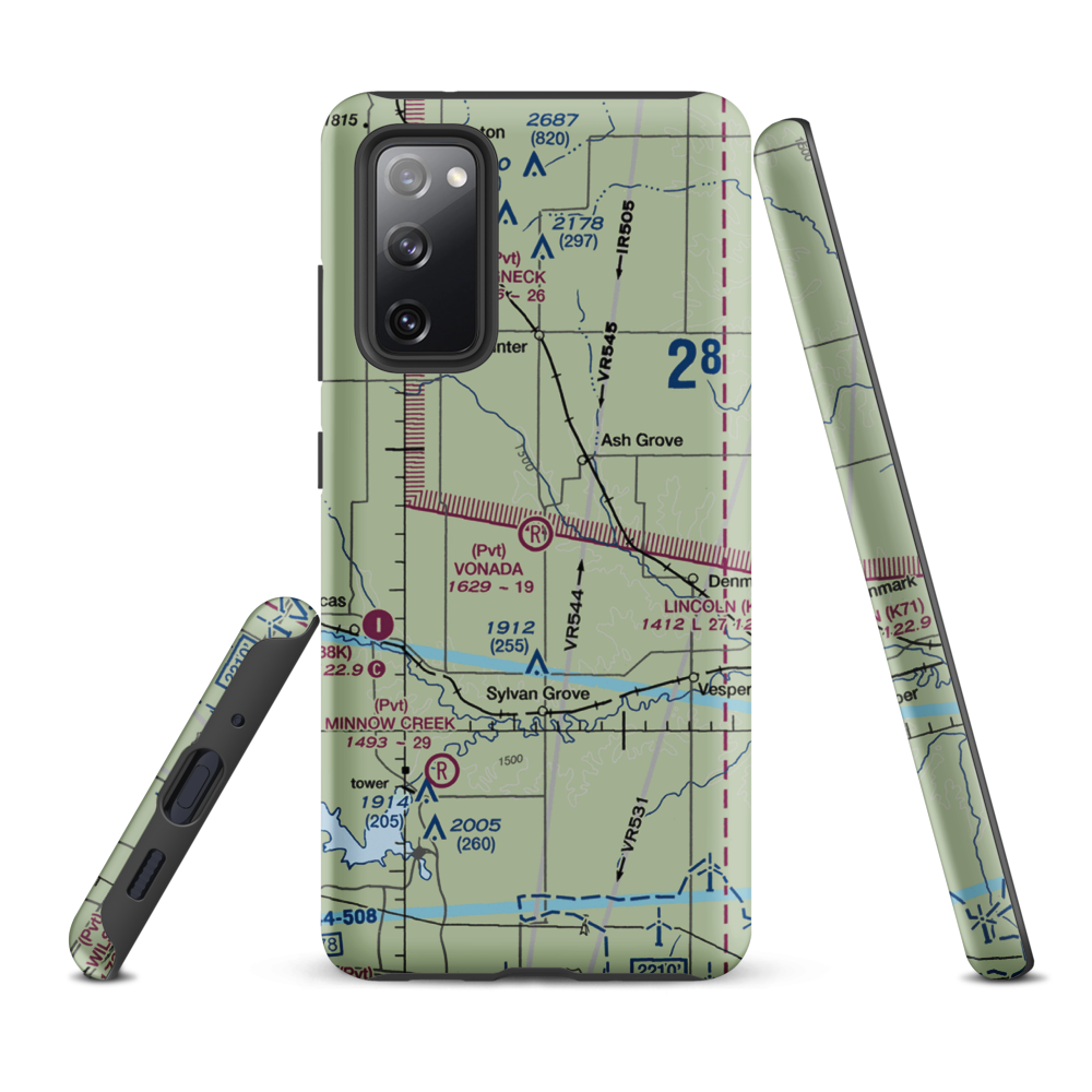 Vonada Airport (2KS8) VFR Sectional Samsung Phone Case Samsung Galaxy S20 FE model shown