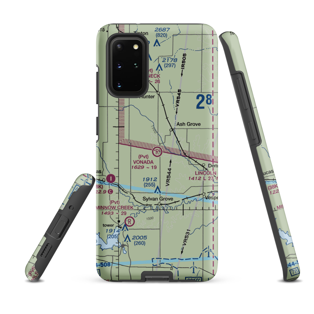 Vonada Airport (2KS8) VFR Sectional Samsung Phone Case Samsung Galaxy S20 Plus model shown