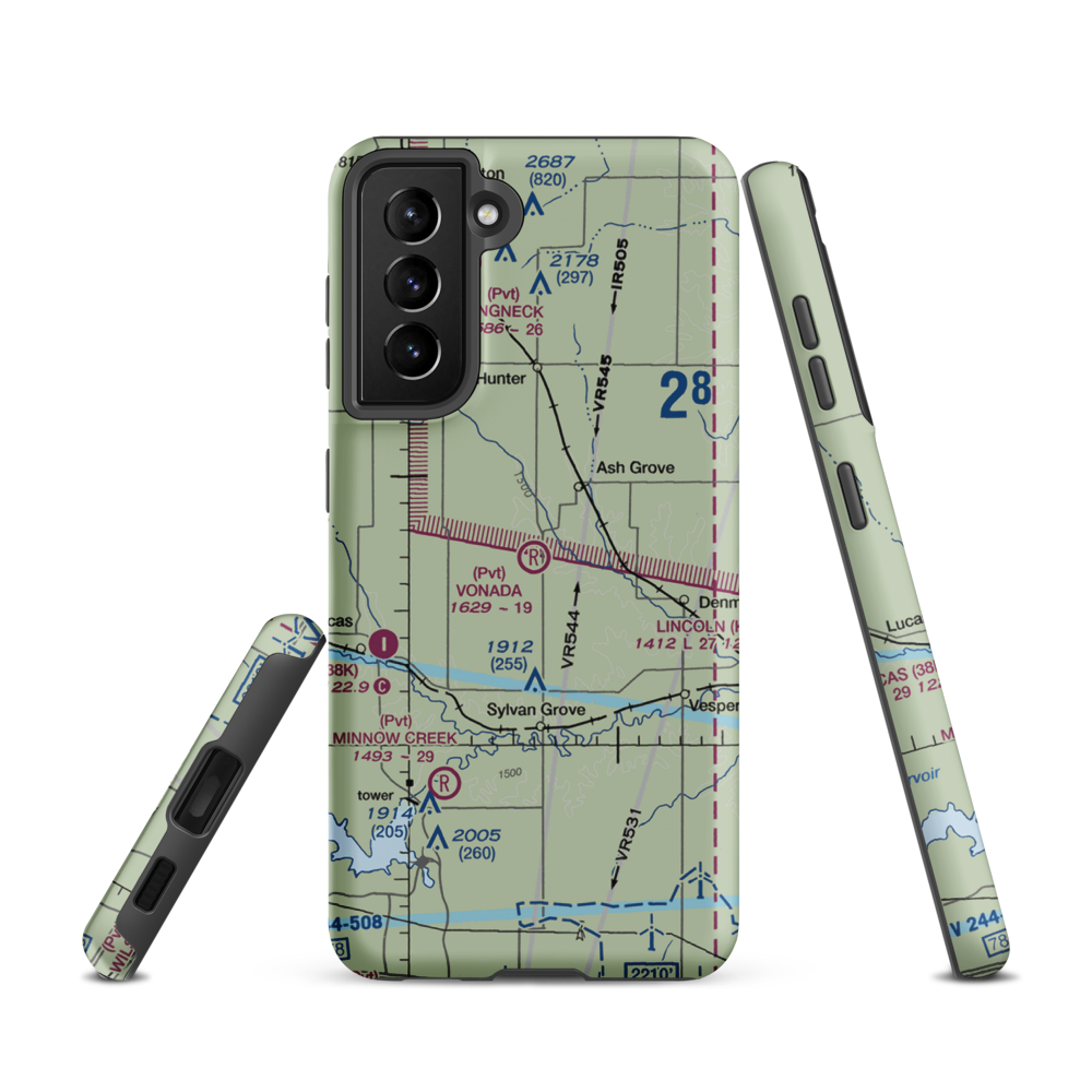 Vonada Airport (2KS8) VFR Sectional Samsung Phone Case Samsung Galaxy S21 model shown