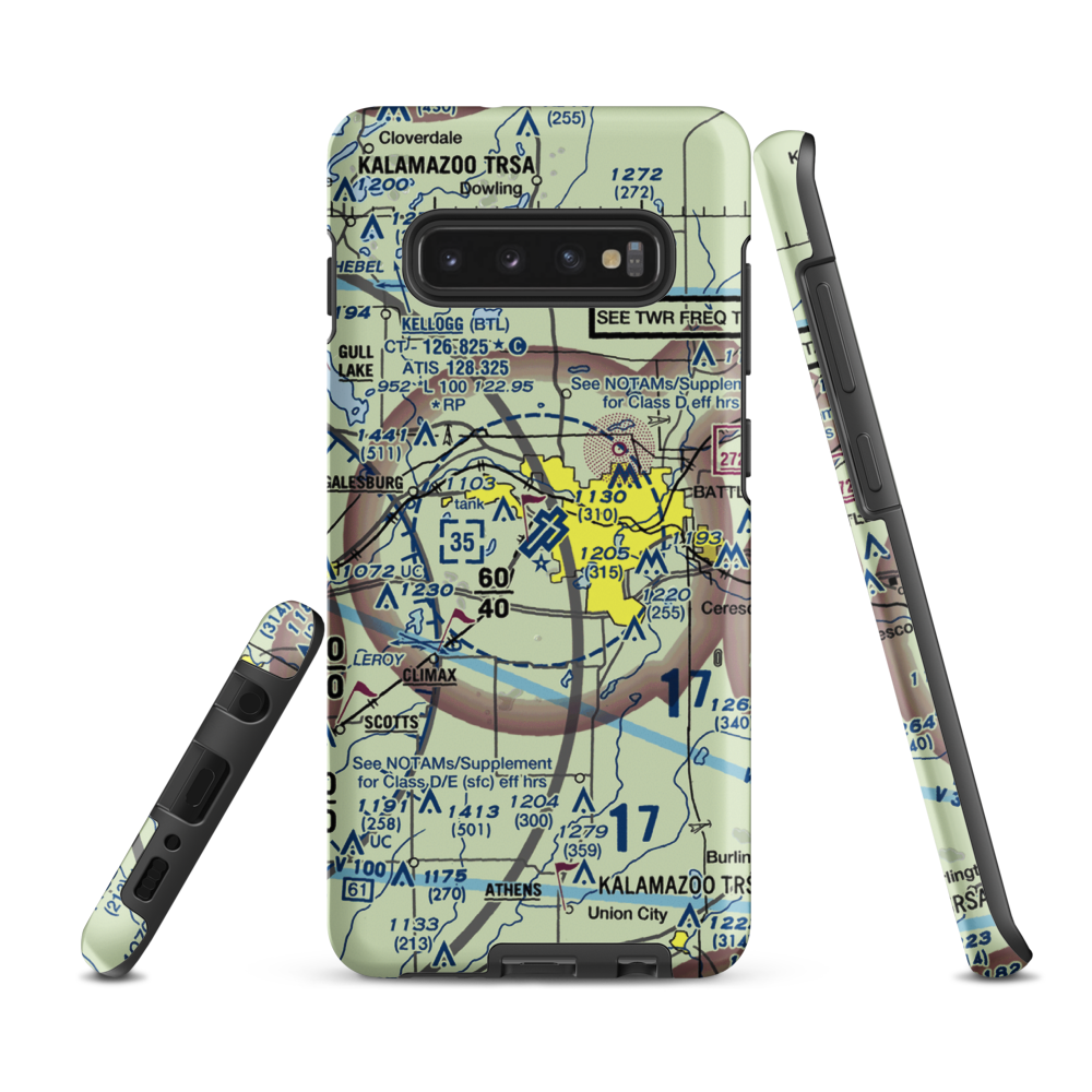 W K Kellogg Airport (BTL) VFR Sectional Samsung Phone Case Samsung Galaxy S10 Plus model shown