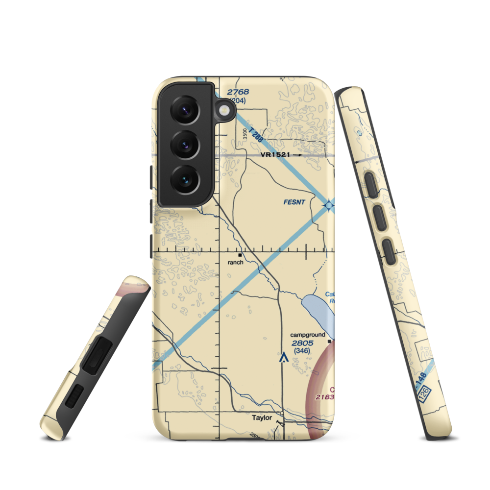 W Meeks Ranch Airport (95NE) VFR Sectional Samsung Phone Case Samsung Galaxy S22 model shown