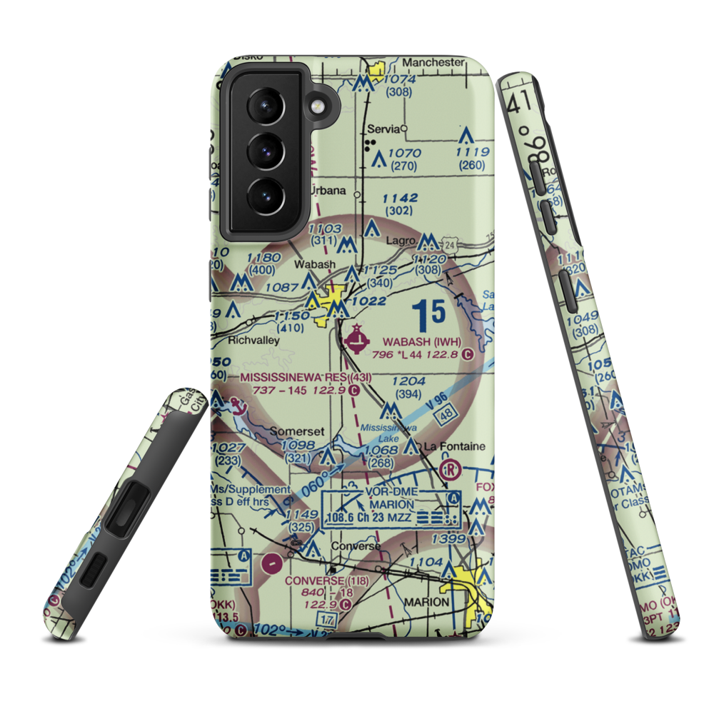 Wabash Municipal Airport (IWH) VFR Sectional Samsung Phone Case Samsung Galaxy S21 FE model shown