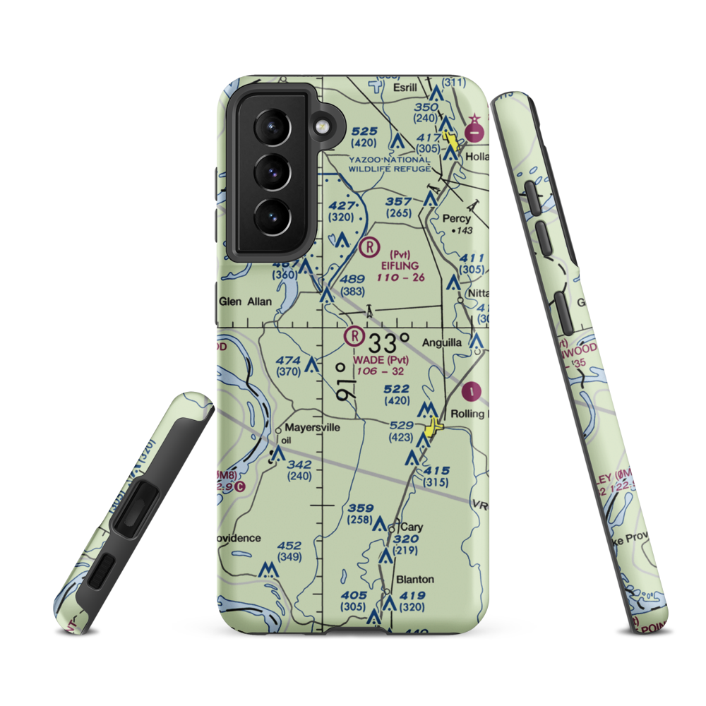 Wade Airport (MS35) VFR Sectional Samsung Phone Case Samsung Galaxy S21 Ultra model shown