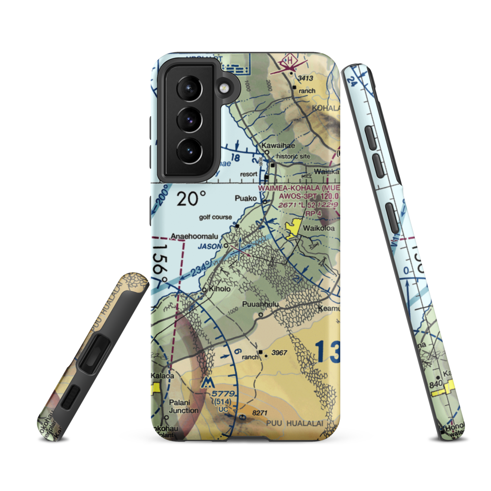 Waikoloa Heliport (WKL) VFR Sectional Samsung Phone Case Samsung Galaxy S21 FE model shown