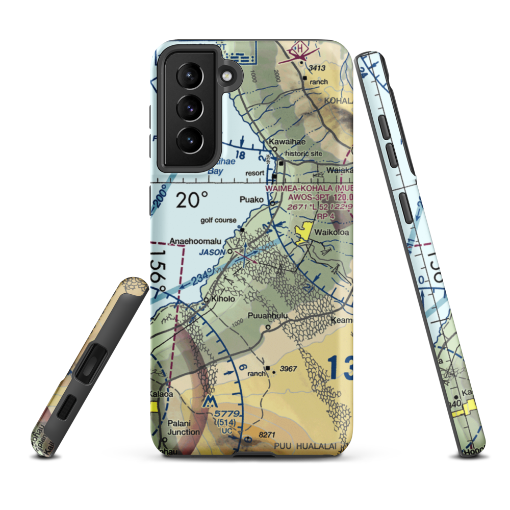 Waikoloa Heliport (WKL) VFR Sectional Samsung Phone Case Samsung Galaxy S21 Plus model shown