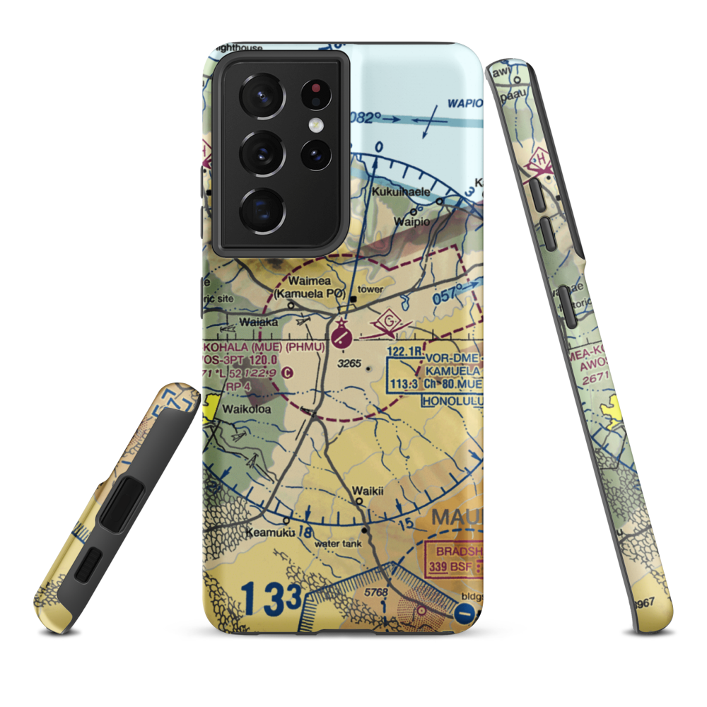 Waimea Kohala Airport (MUE) VFR Sectional Samsung Phone Case Samsung Galaxy S21 Ultra model shown