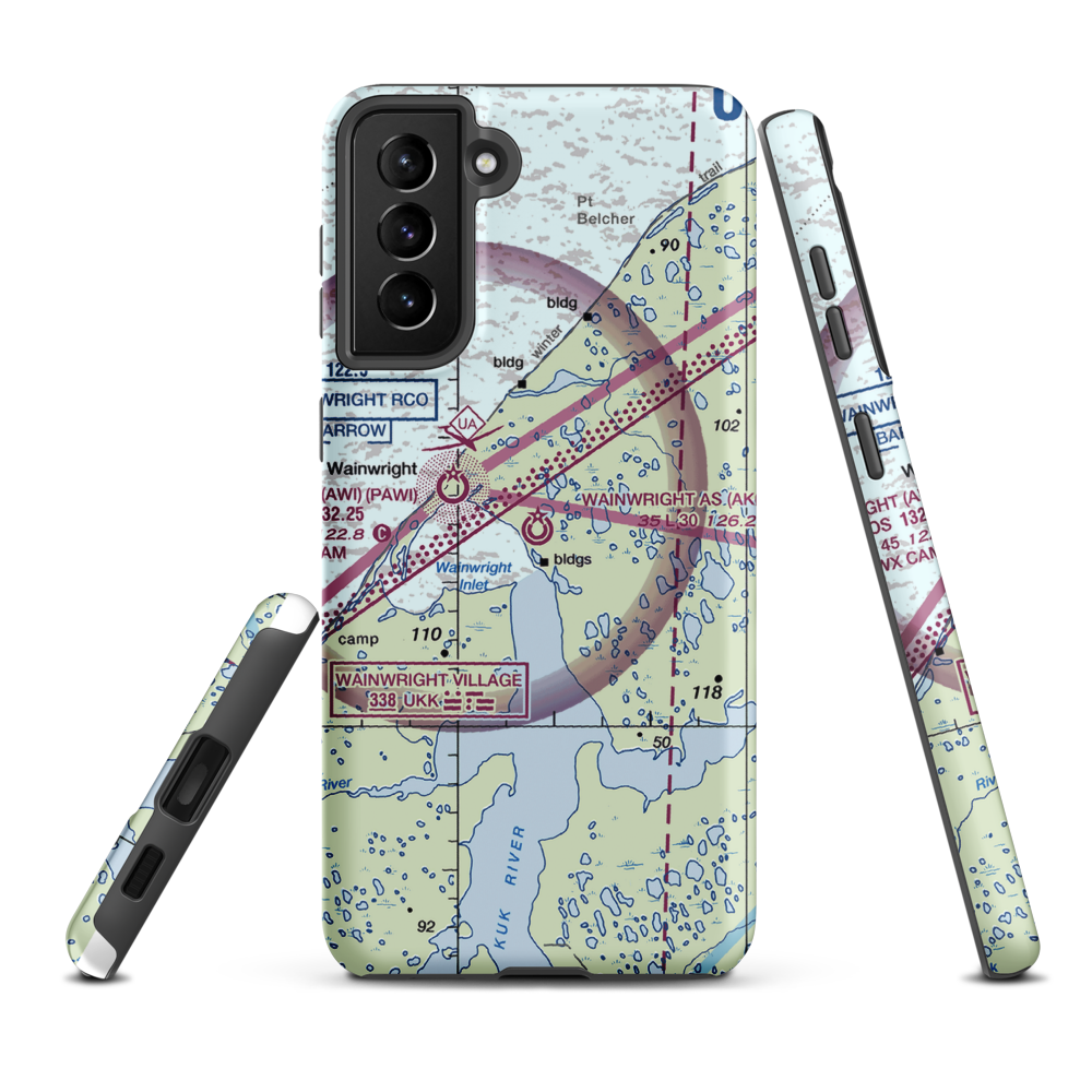 Wainwright Air Station (AK03) VFR Sectional Samsung Phone Case Samsung Galaxy S21 Plus model shown