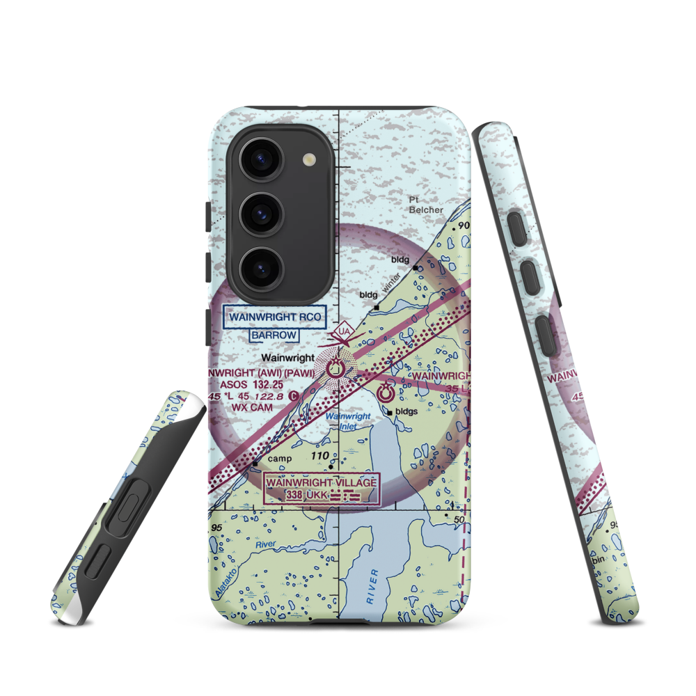 Wainwright Airport (AWI) VFR Sectional Samsung Phone Case Samsung Galaxy S23 model shown