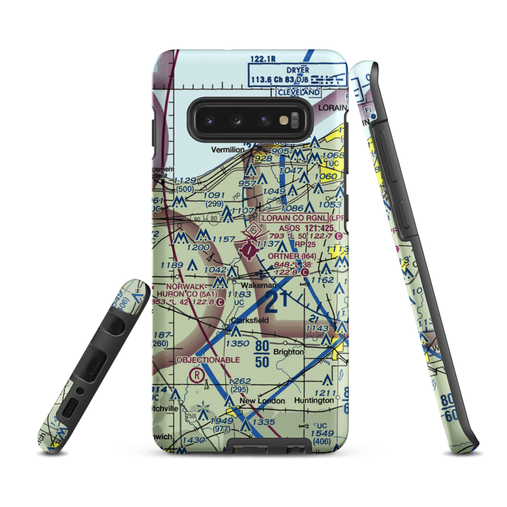 Wakeman Airport (I64) VFR Sectional Samsung Phone Case Samsung Galaxy S10 Plus model shown