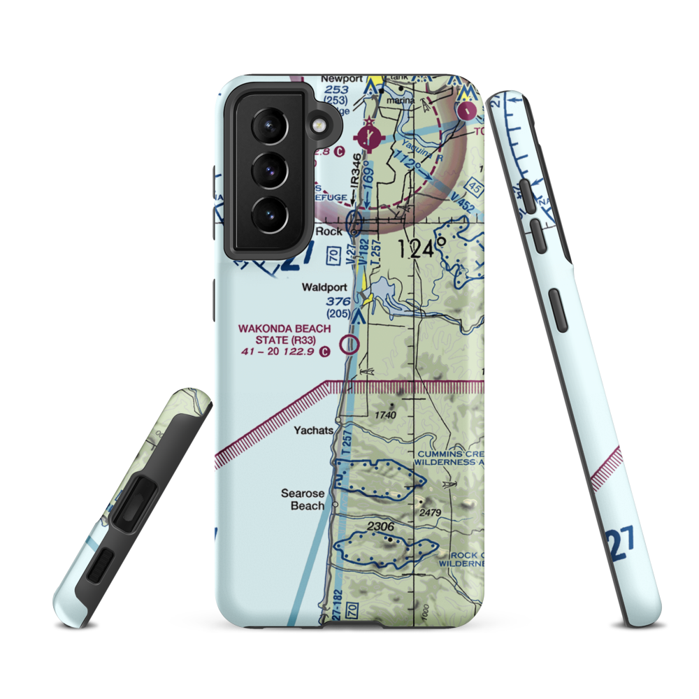 Wakonda Beach State Airport (R33) VFR Sectional Samsung Phone Case Samsung Galaxy S21 FE model shown