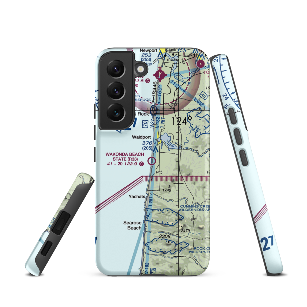 Wakonda Beach State Airport (R33) VFR Sectional Samsung Phone Case Samsung Galaxy S22 model shown