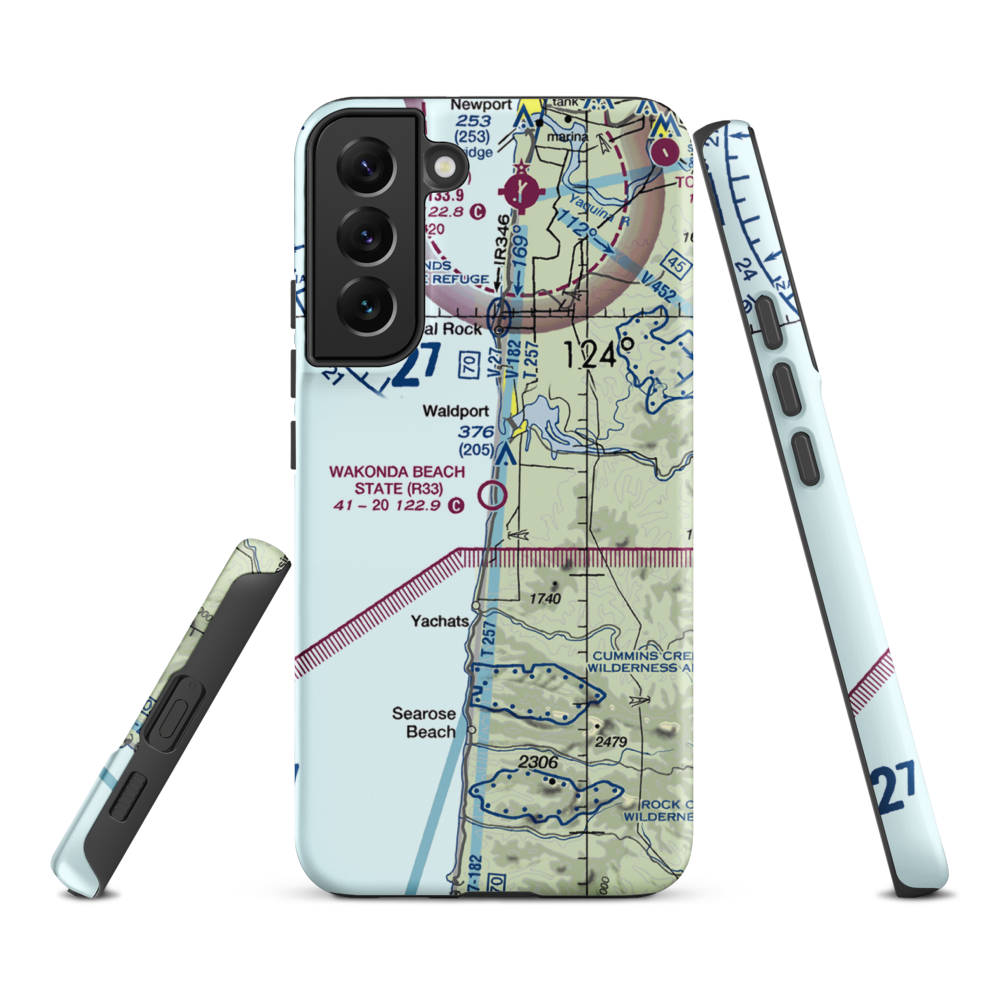 Wakonda Beach State Airport (R33) VFR Sectional Samsung Phone Case Samsung Galaxy S22 Plus model shown