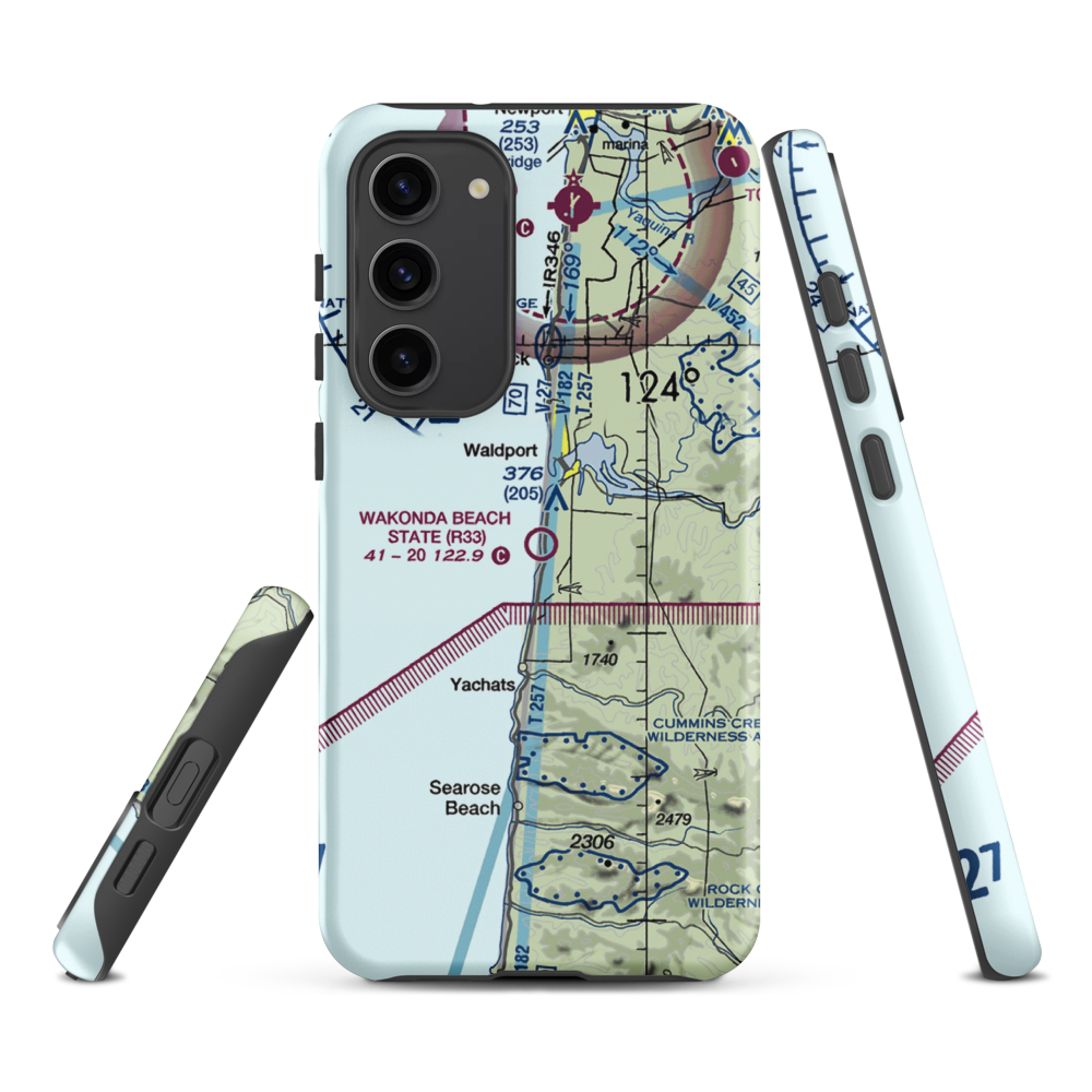 Wakonda Beach State Airport (R33) VFR Sectional Samsung Phone Case Samsung Galaxy S23 Plus model shown