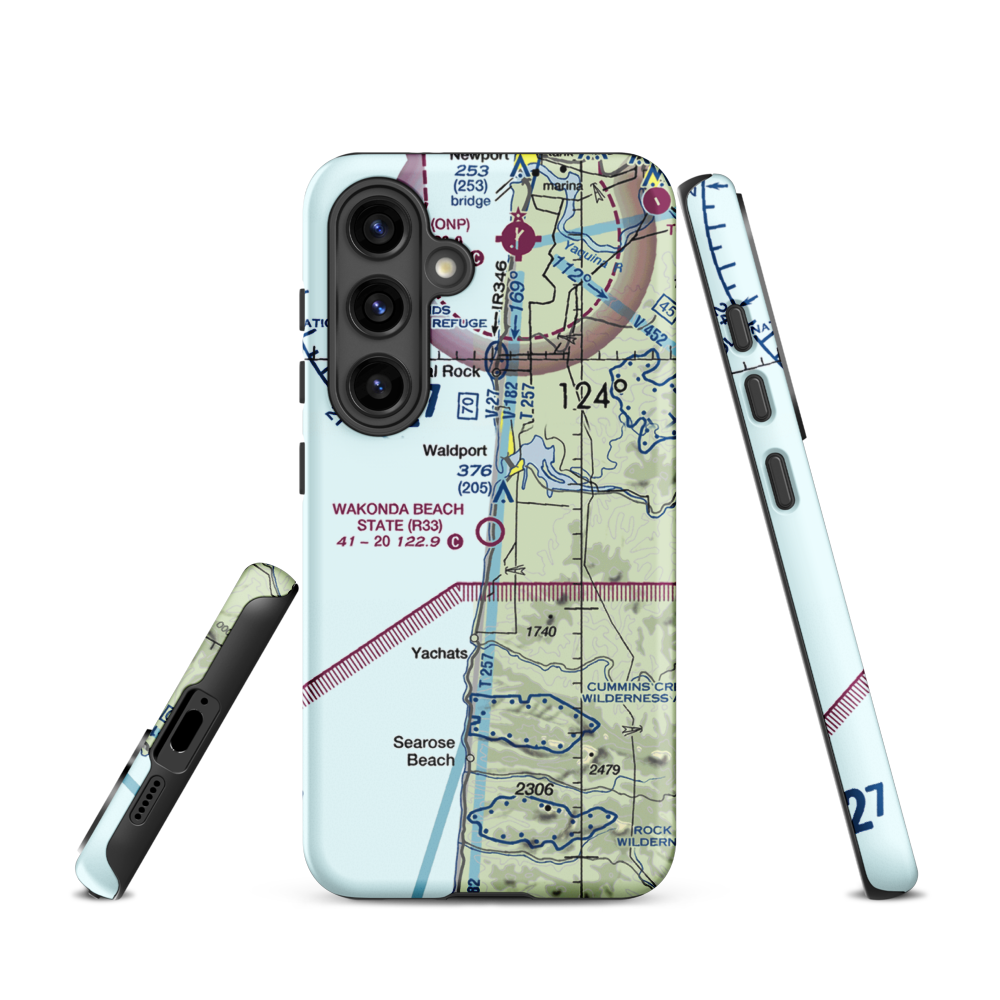 Wakonda Beach State Airport (R33) VFR Sectional Samsung Phone Case Samsung Galaxy S24 model shown