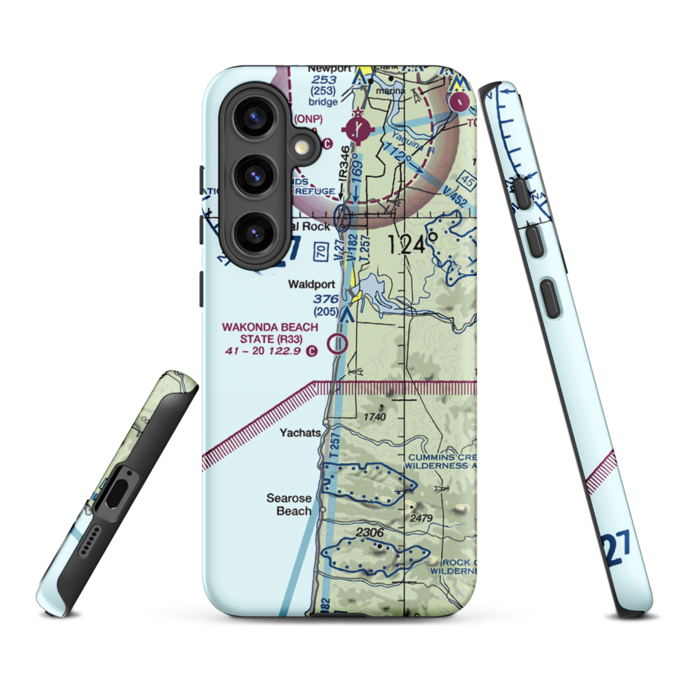 Wakonda Beach State Airport (R33) VFR Sectional Samsung Phone Case Samsung Galaxy S24 Plus model shown