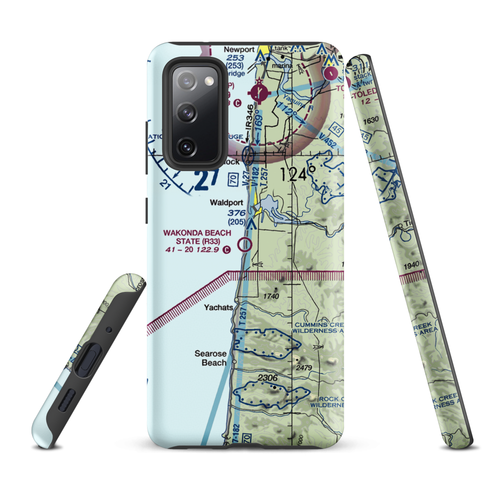 Wakonda Beach State Airport (R33) VFR Sectional Samsung Phone Case Samsung Galaxy S20 FE model shown
