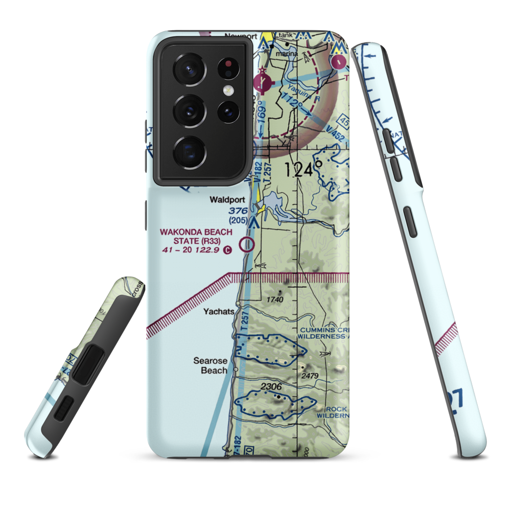 Wakonda Beach State Airport (R33) VFR Sectional Samsung Phone Case Samsung Galaxy S21 Ultra model shown