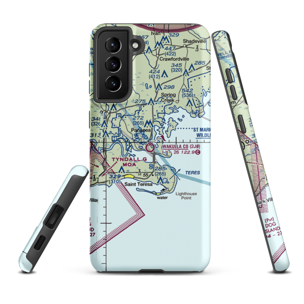 Wakulla County Airport (2J0) VFR Sectional Samsung Phone Case Samsung Galaxy S21 Plus model shown