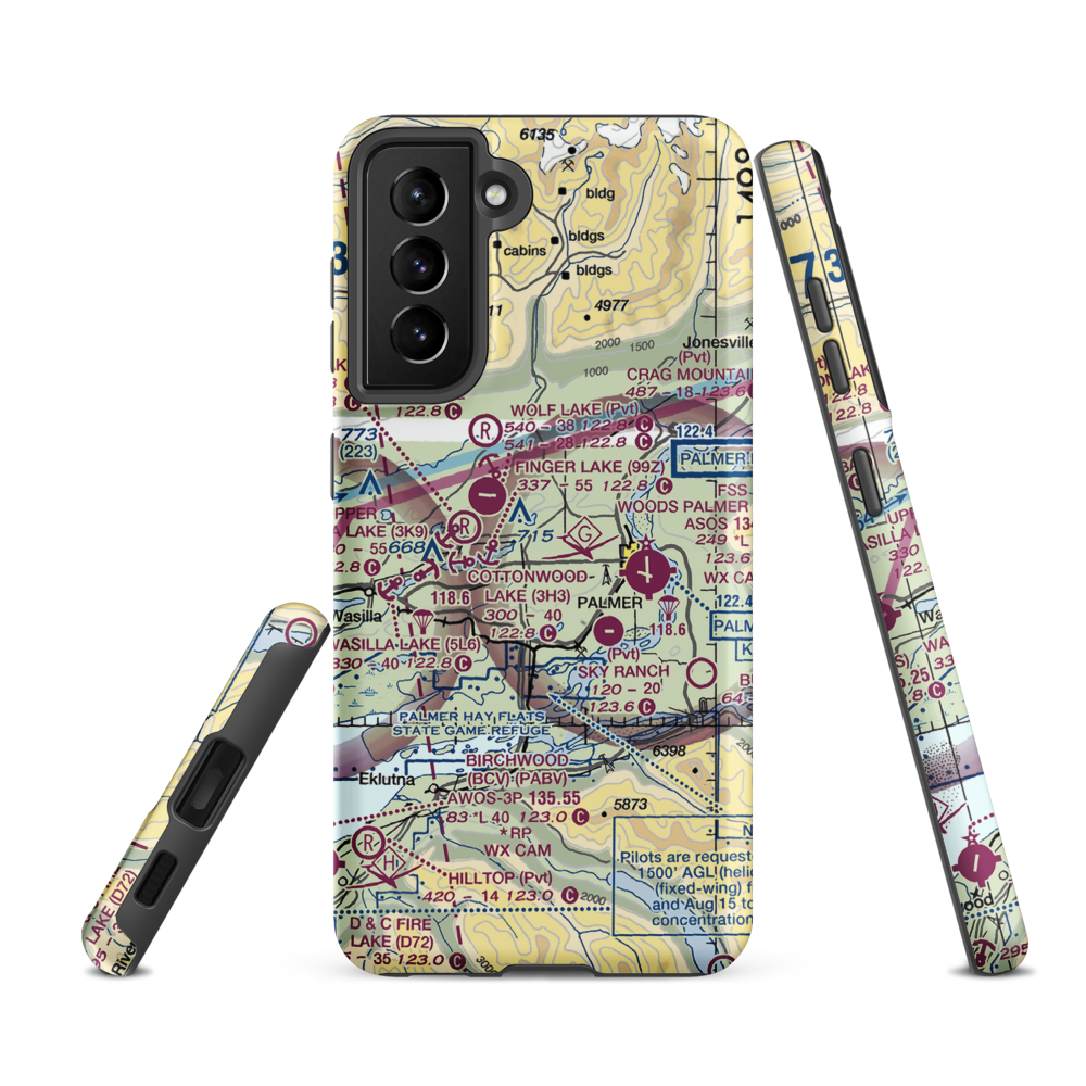 Walby Lake Seaplane Base (AA85) VFR Sectional Samsung Phone Case Samsung Galaxy S21 Ultra model shown