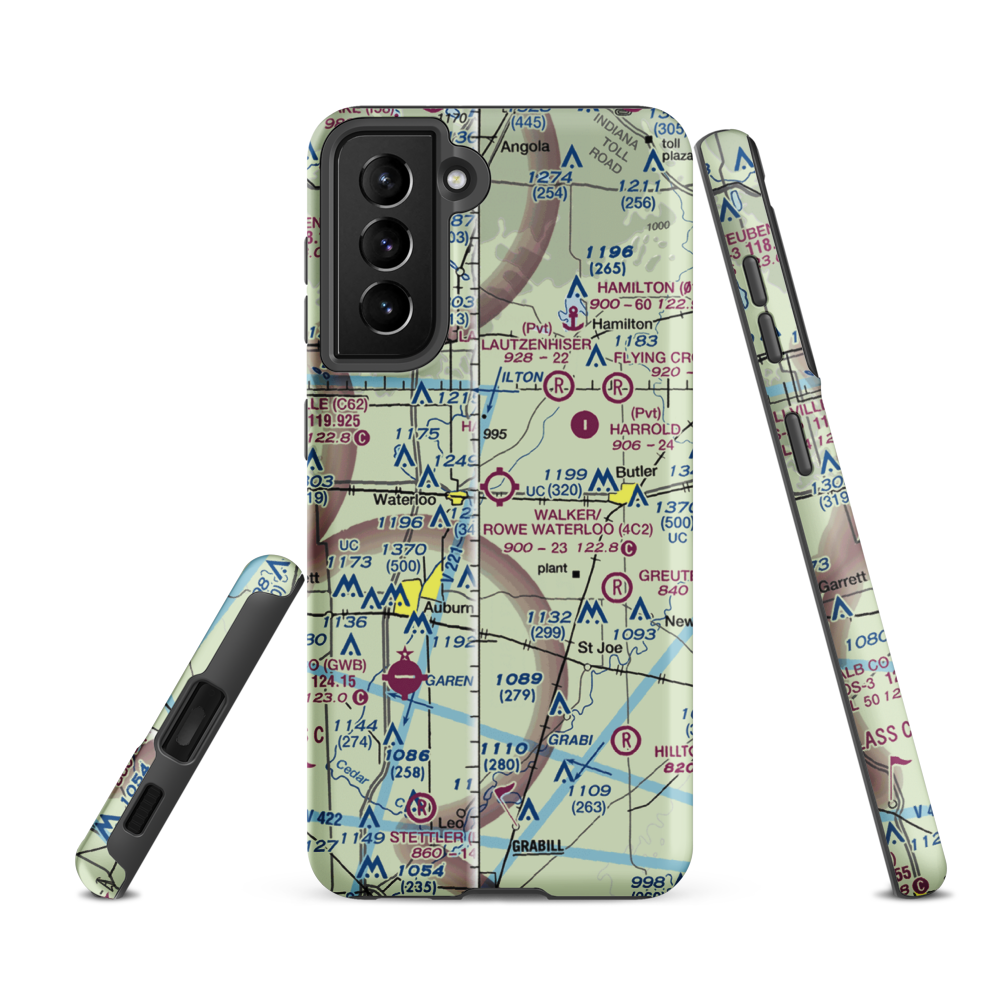 Walker/Rowe Waterloo Airport (4C2) VFR Sectional Samsung Phone Case Samsung Galaxy S21 FE model shown