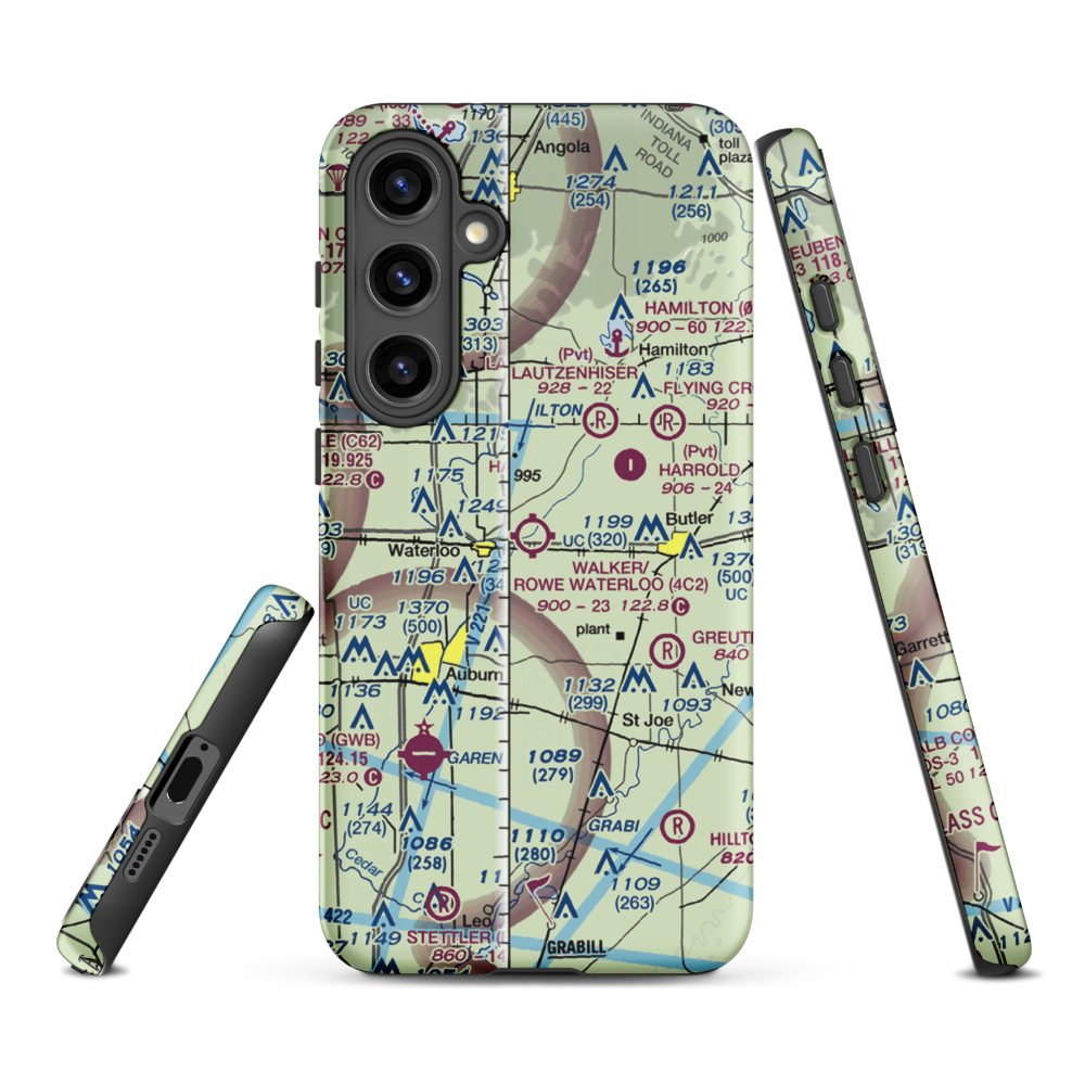 Walker/Rowe Waterloo Airport (4C2) VFR Sectional Samsung Phone Case Samsung Galaxy S24 Plus model shown