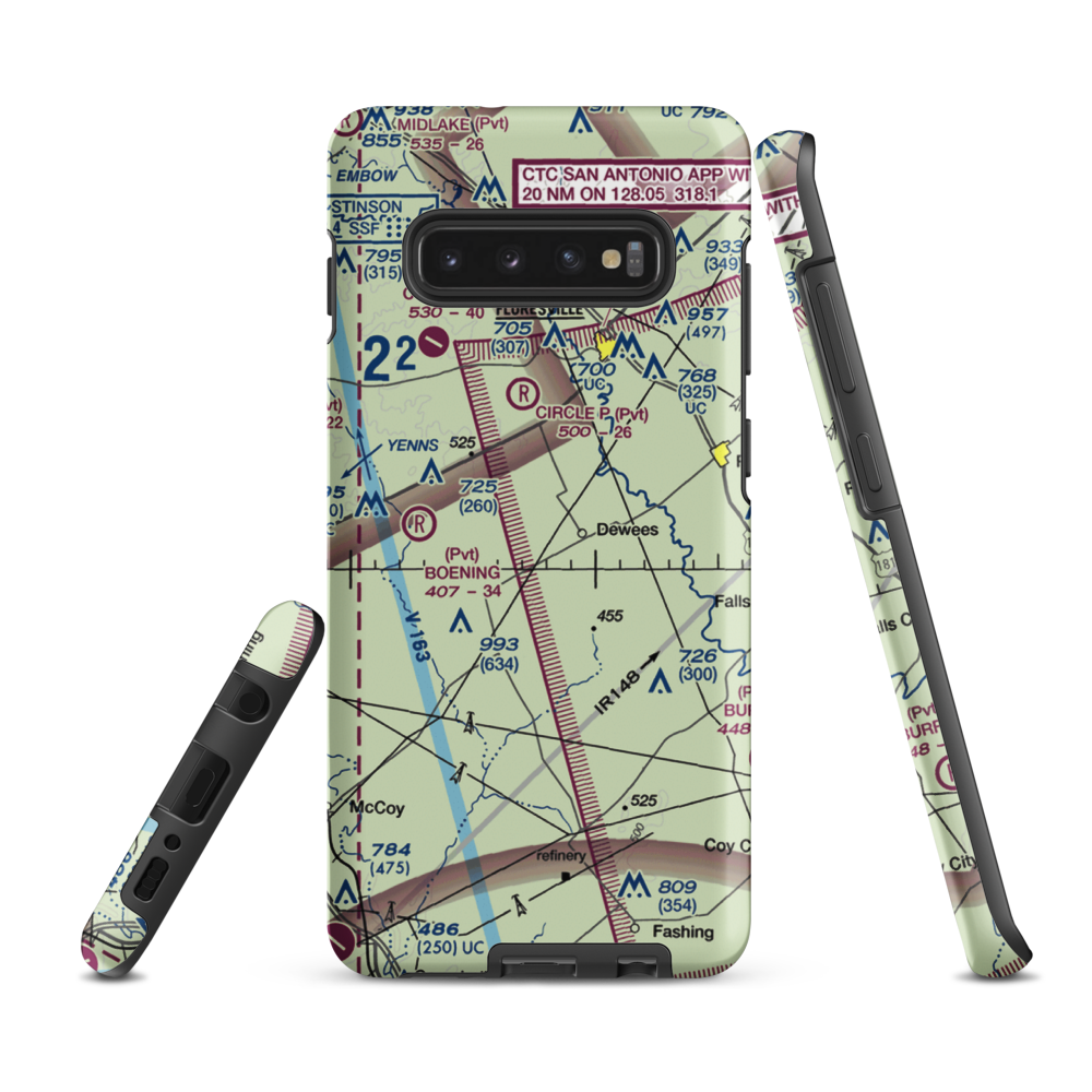 Wall Flying Service Airport (8TE1) VFR Sectional Samsung Phone Case Samsung Galaxy S10e model shown