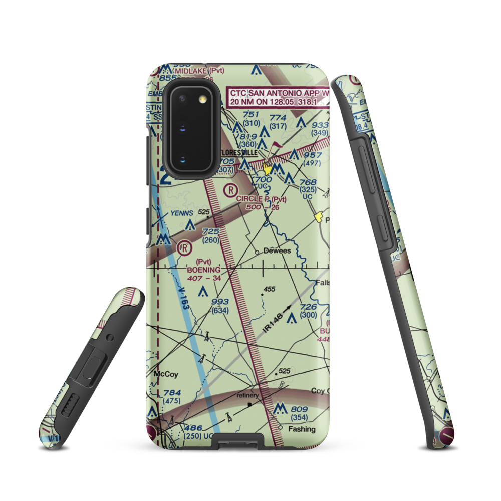 Wall Flying Service Airport (8TE1) VFR Sectional Samsung Phone Case Samsung Galaxy S20 model shown