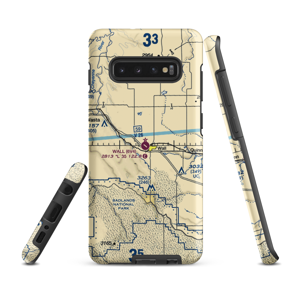 Wall Municipal Airport (6V4) VFR Sectional Samsung Phone Case Samsung Galaxy S10 Plus model shown