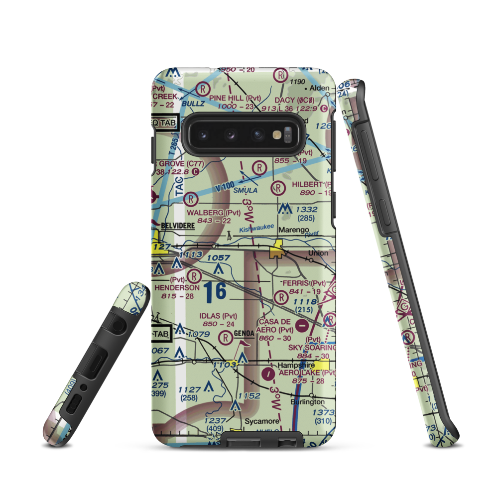 Walpole Airport (64IL) VFR Sectional Samsung Phone Case Samsung Galaxy S10 model shown